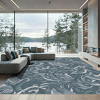 Stone Gray Swirl Abstract Rug
