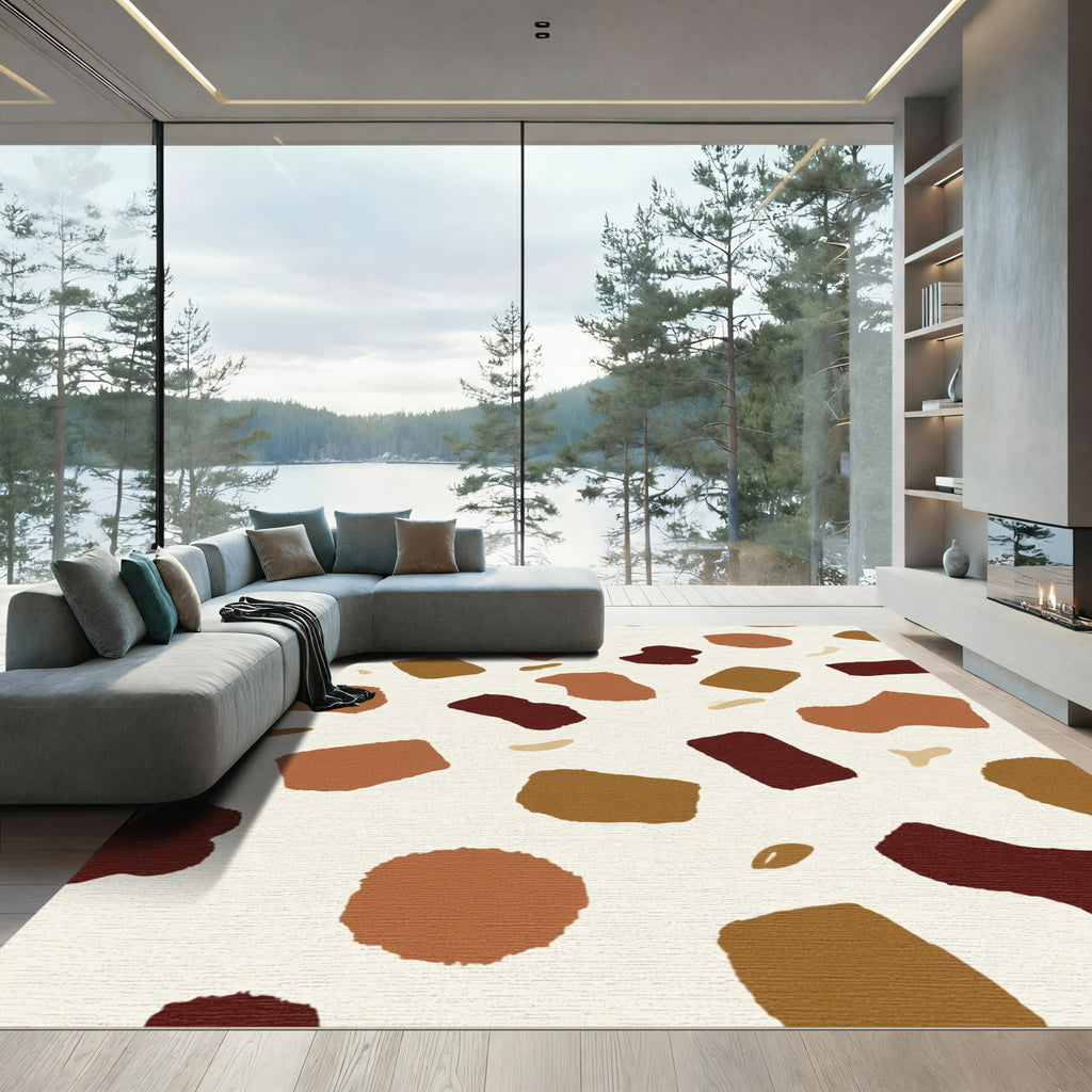 Earthy Abstract Pebble Scatter Rug