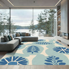 Blue Botanical Organic Abstract Rug