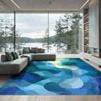 Deep Blue Aqua Organic Flow Rug