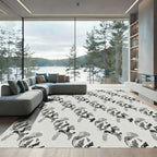 Abstract Figures Black White Monochromatic Rug