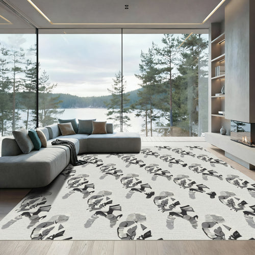 Abstract Figures Black White Monochromatic Rug