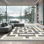Cream Gray Geometric Labyrinth Accent Rug