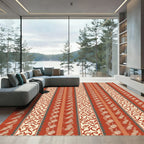 Terracotta Red Botanical Stripe Rug