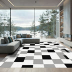 Monochromatic Checkerboard Square Composition Rug
