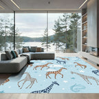 Whimsical Giraffe Sky Stars Rug