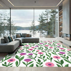 Pink Purple Daisy Floral Garden Rug
