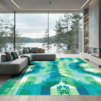 Abstract Geometric Teal Green Rug
