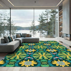 Emerald Yellow Floral Abstraction Rug
