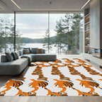 Whimsical Orange Tiger Stripes Rug