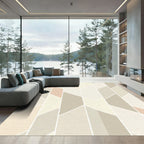 Neutral Geometric Chevron Segment Rug
