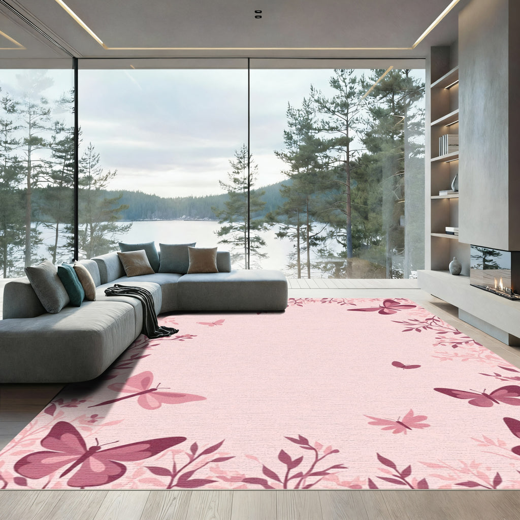 Rose Garden Butterfly Sprig Border Rug