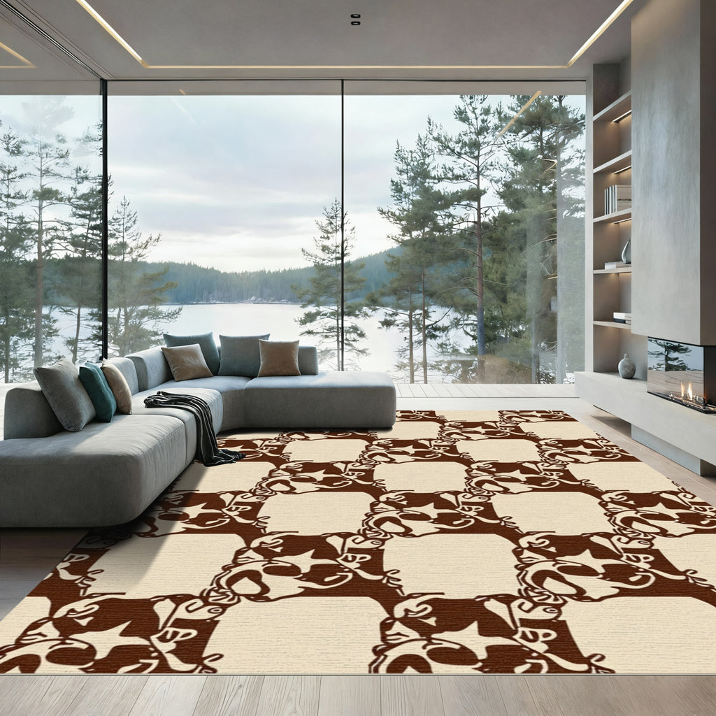 Abstract Square Silhouette Reversible Rug