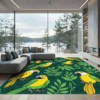 Yellow Parrots Tropical Foliage Rug