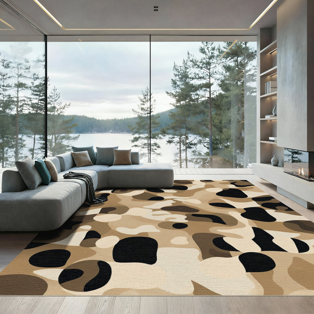 Earthy Organic Abstract Camouflage Rug