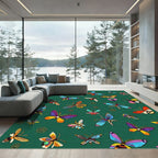 Colorful Butterfly Garden Collage Rug