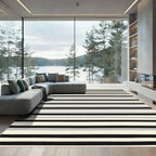 Modern Off White Black Gray Stripes Rug