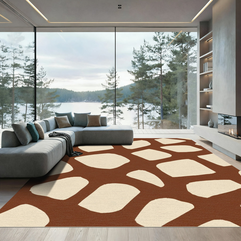 Brown Beige Animal Spots Rug