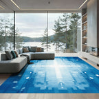 Radiant Blue Geometric Light Burst Rug