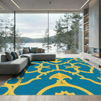 Blue Gold Arabesque Lattice Rug