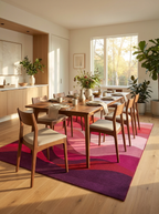 Crimson Pink Layered Wave Rug - Washable Flatwoven Chenille