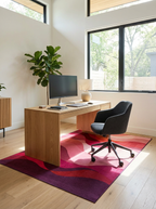 Crimson Pink Layered Wave Rug - Washable Flatwoven Chenille