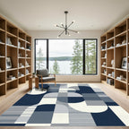 Modern Navy Geometric Abstract Rug
