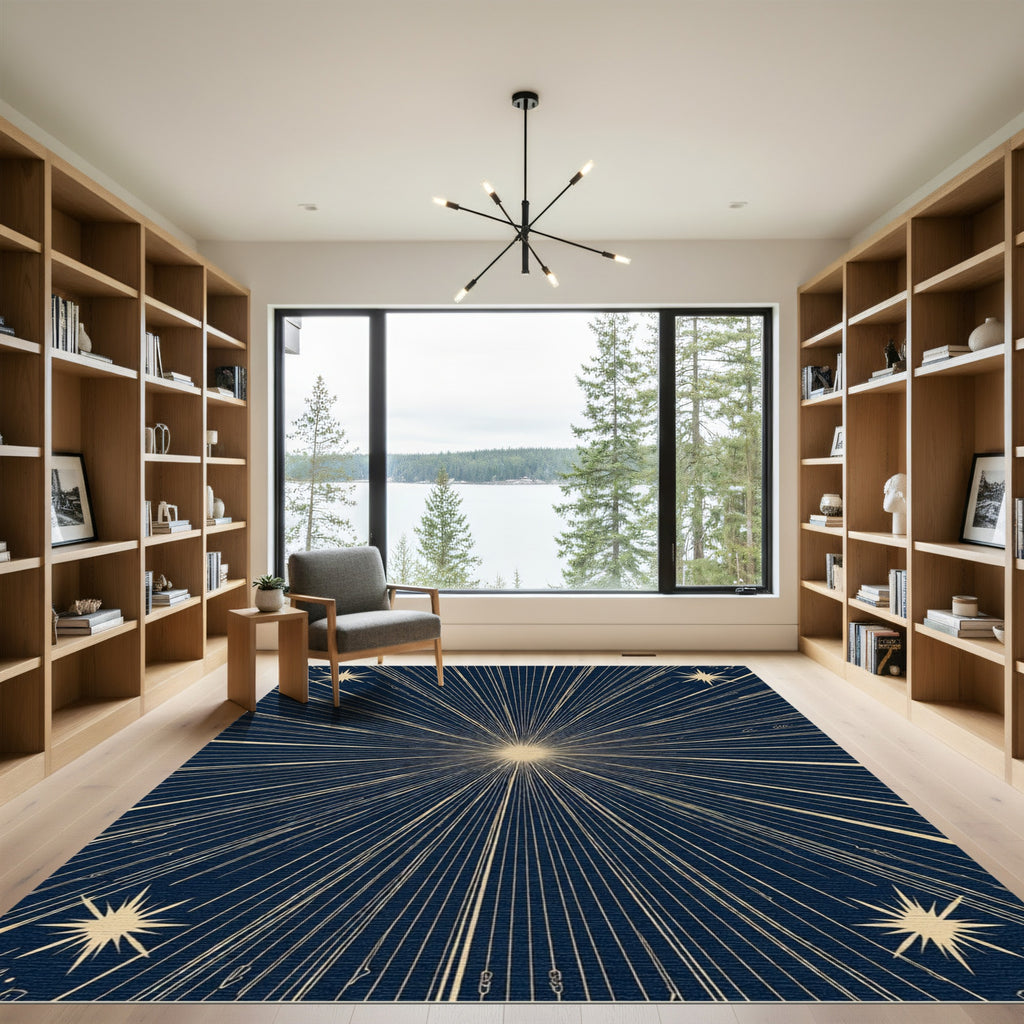 Midnight Blue Radiant Starburst Rug