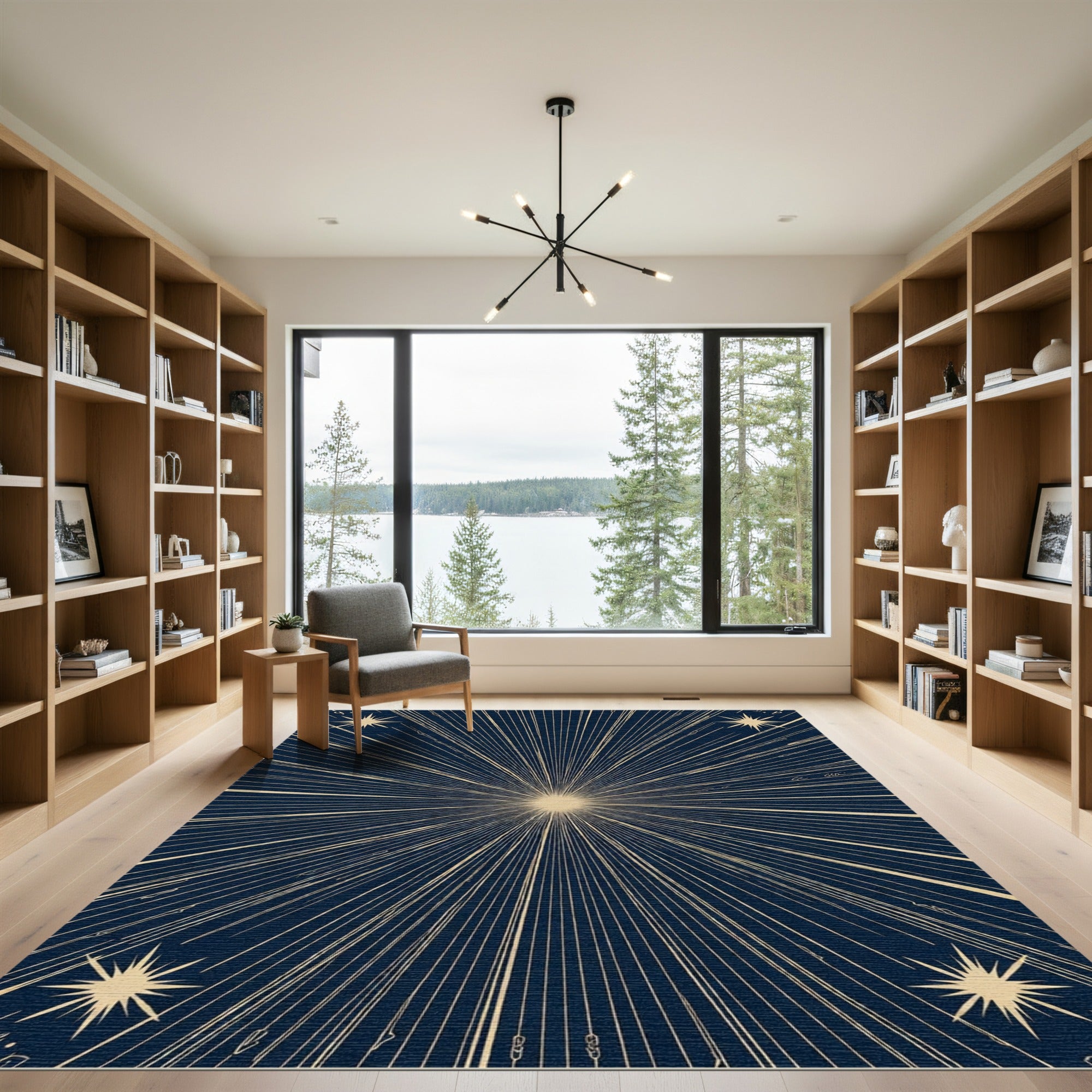 Midnight Blue Radiant Starburst Rug