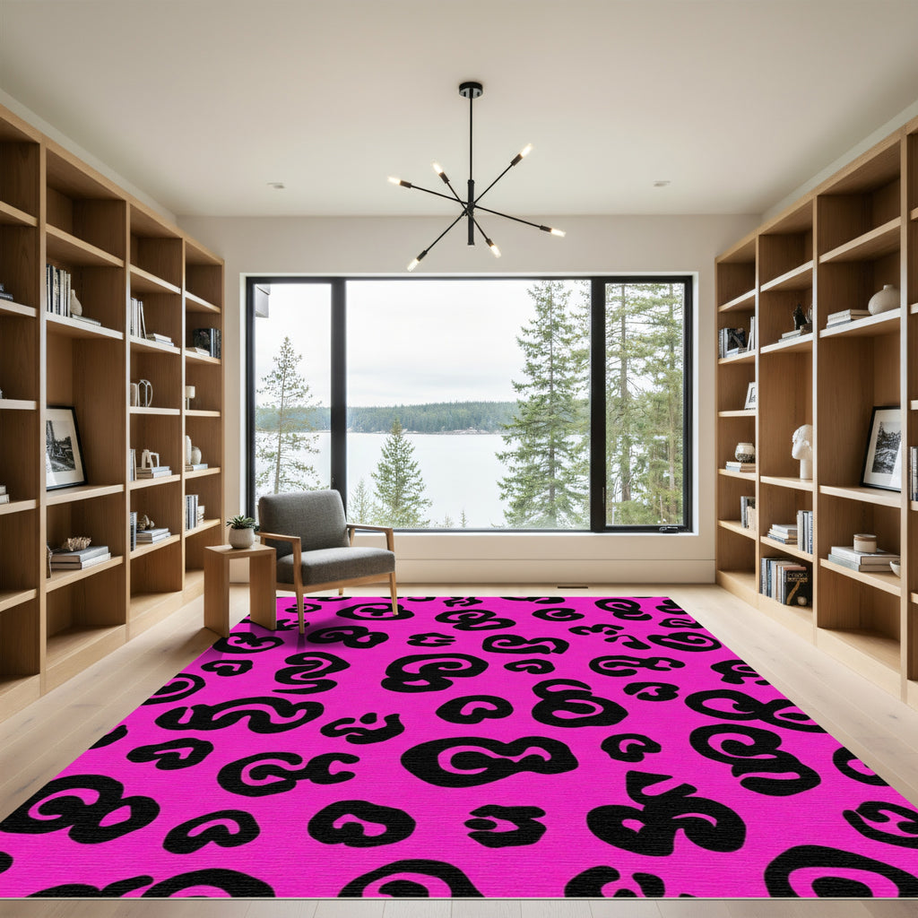 Bold Hot Pink Leopard Spots Rug
