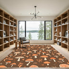 Orange Mushroom Forest Woodland Scatter Rug