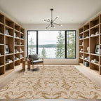 Earthy Camel Damask Arch Arrangement Rug