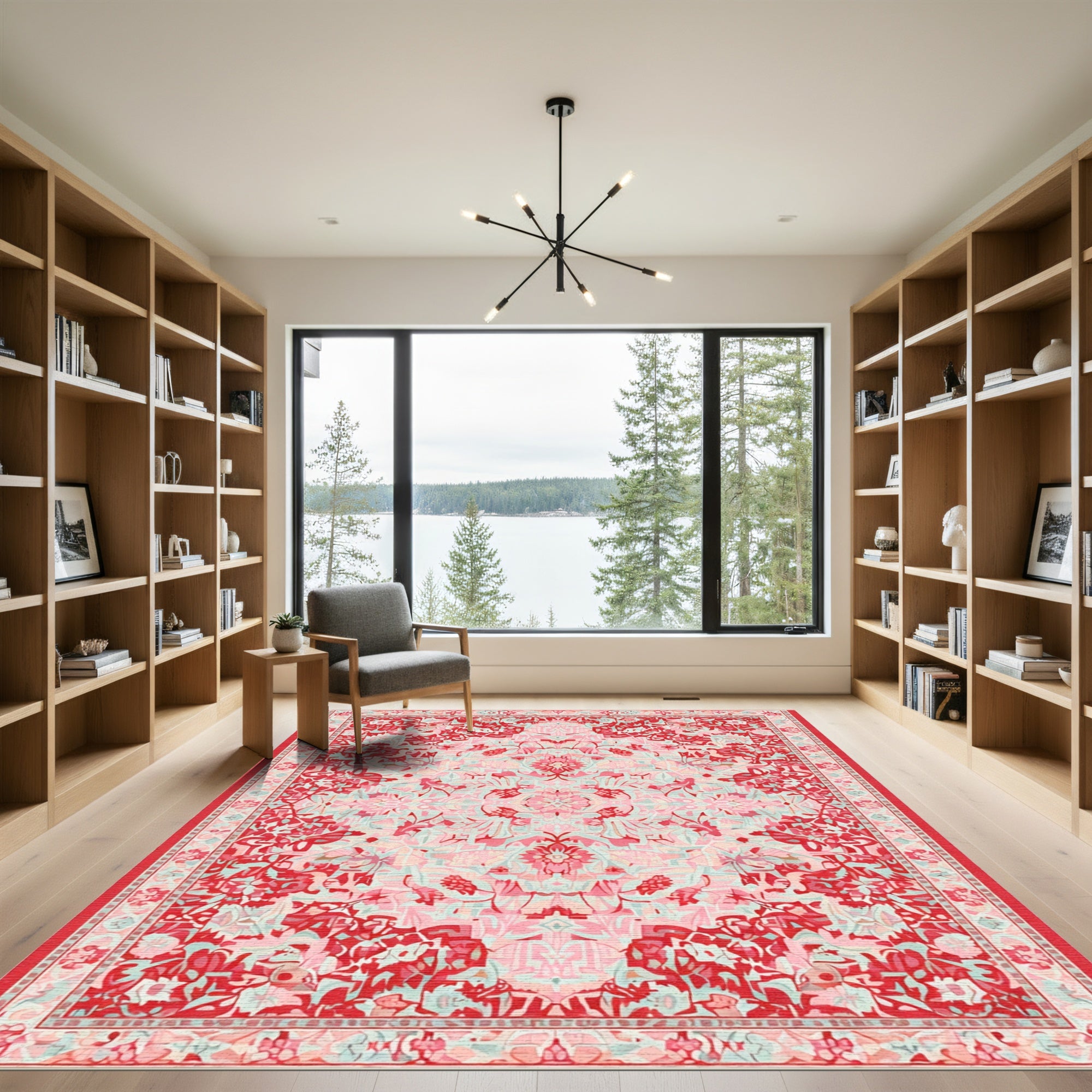 Crimson Blush Floral Medallion Rug