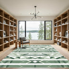 Emerald Gradient Geometric Stripes Rug