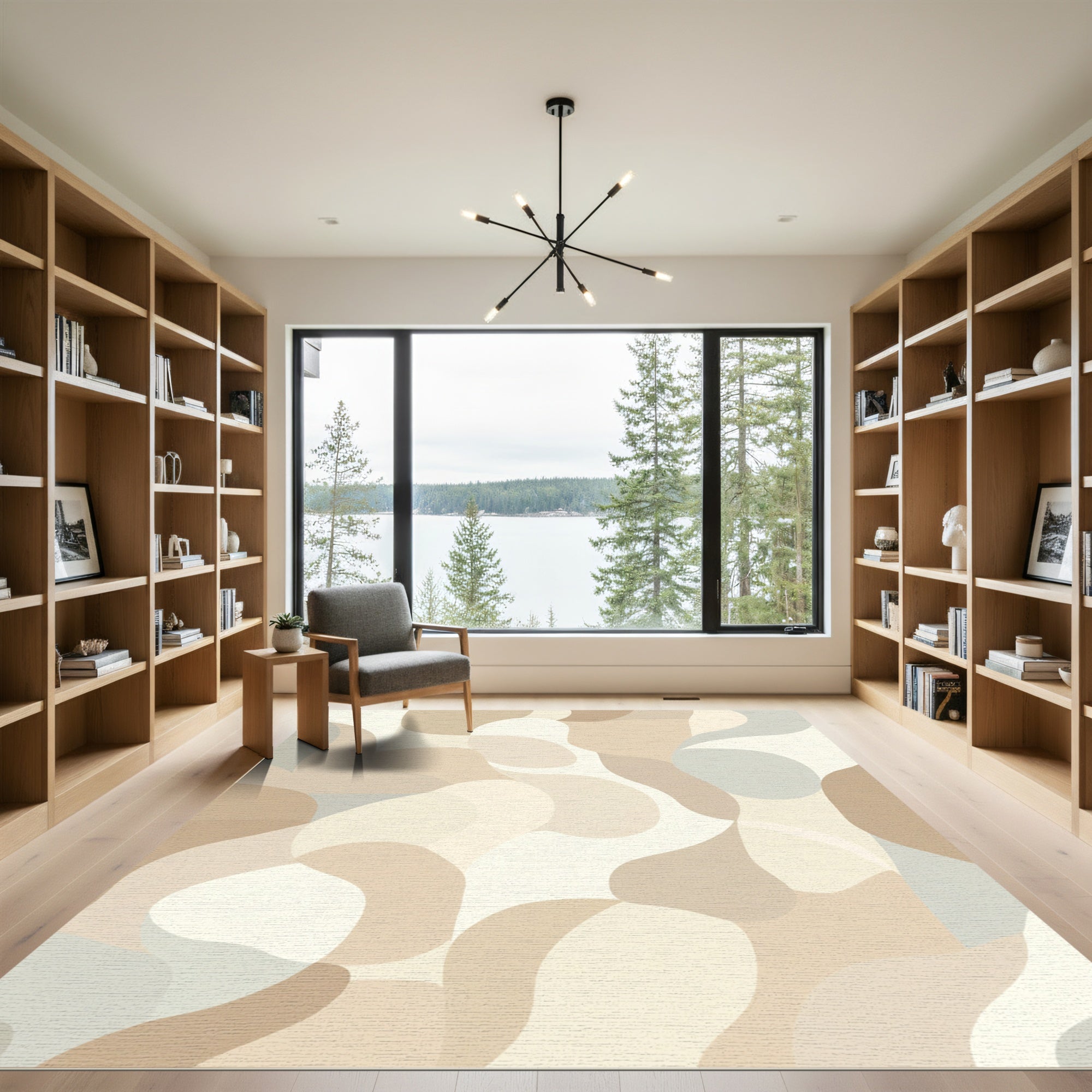 Neutral Organic Flow Abstract Rug