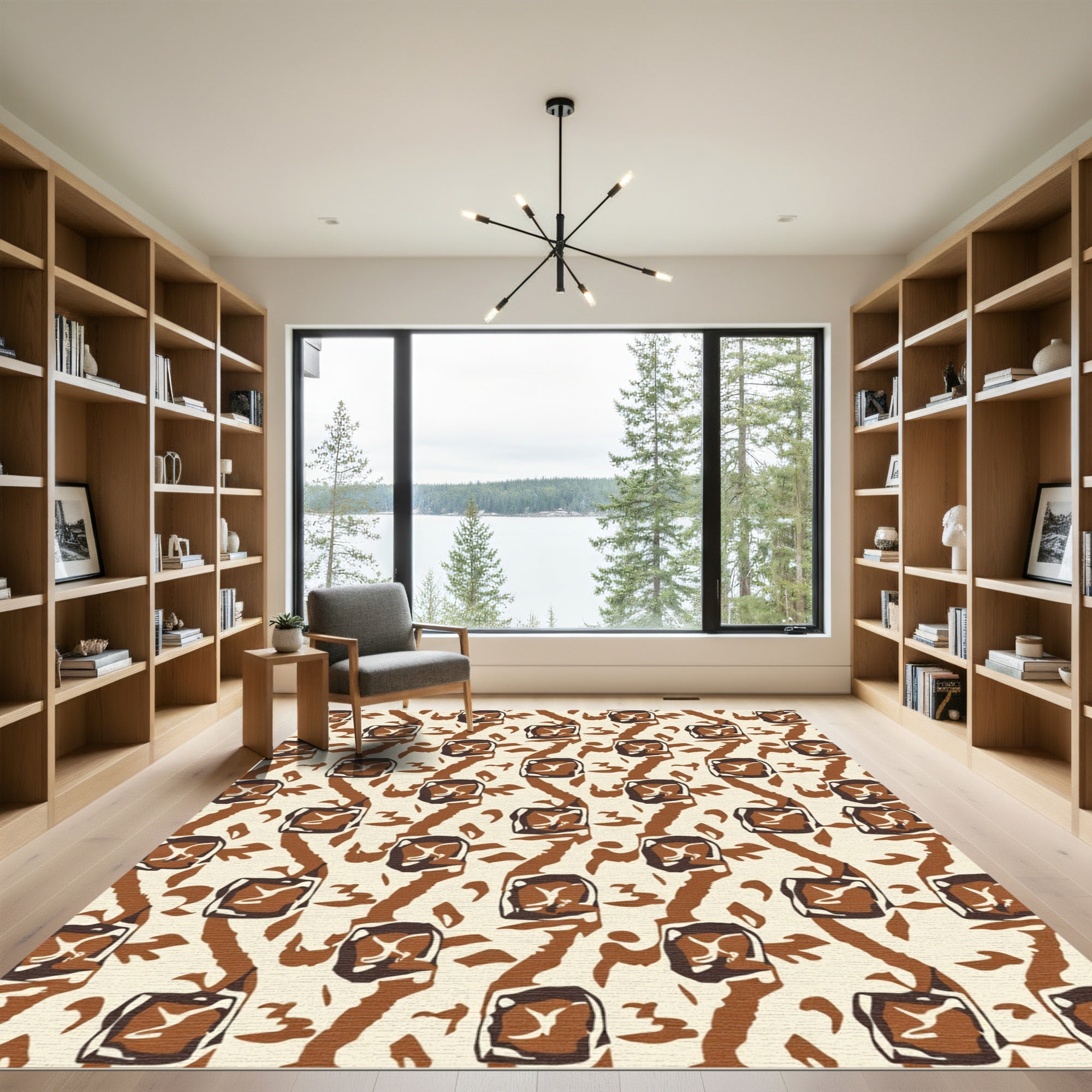 Brown Tan Abstract Animal Stripe Rug