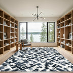 Monochromatic Abstract Geometric Overlay Rug