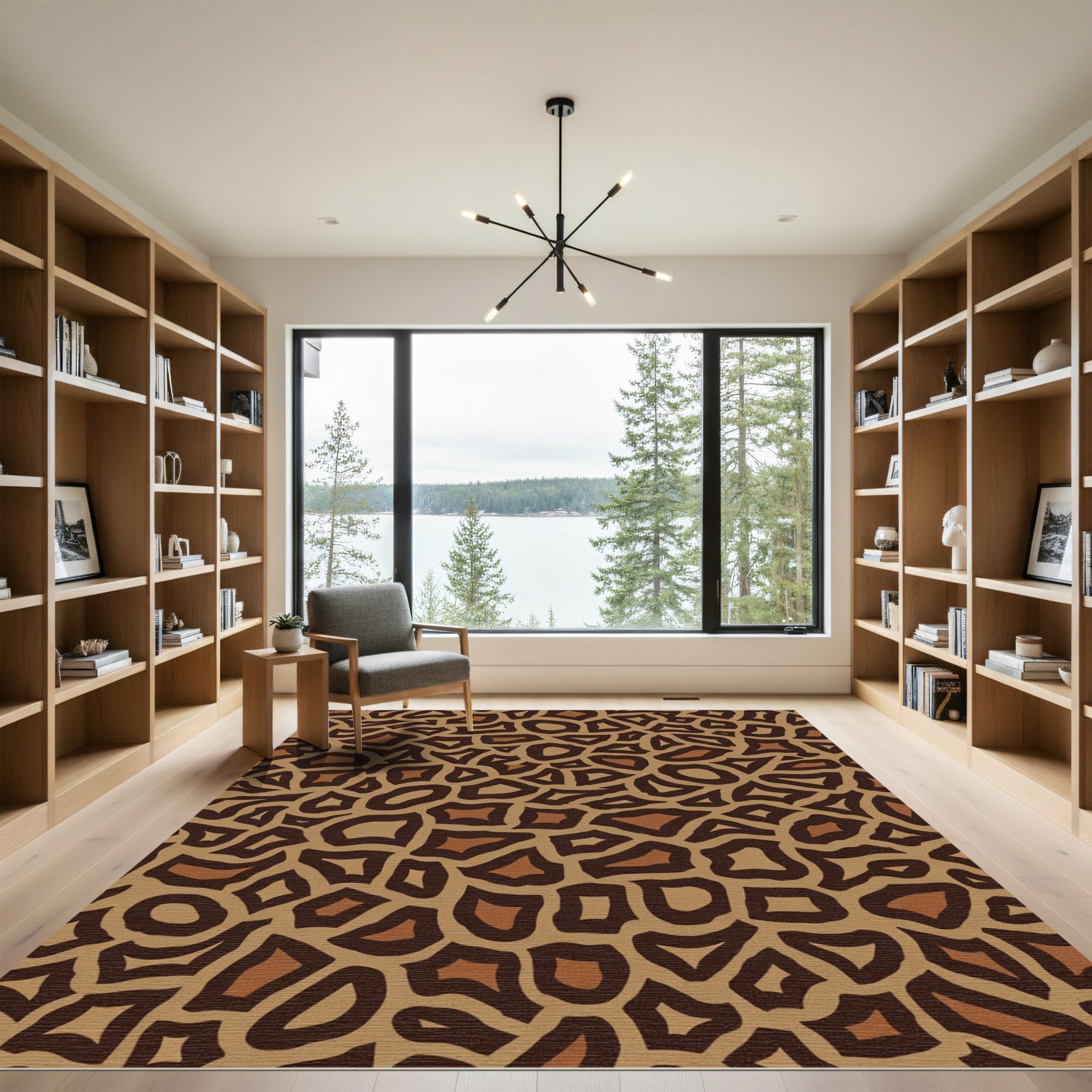 Earthy Brown Giraffe Spots Rug