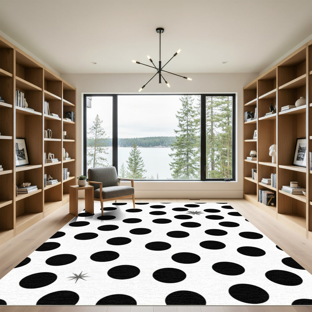 Classic Black Polka Dot Composition Rug
