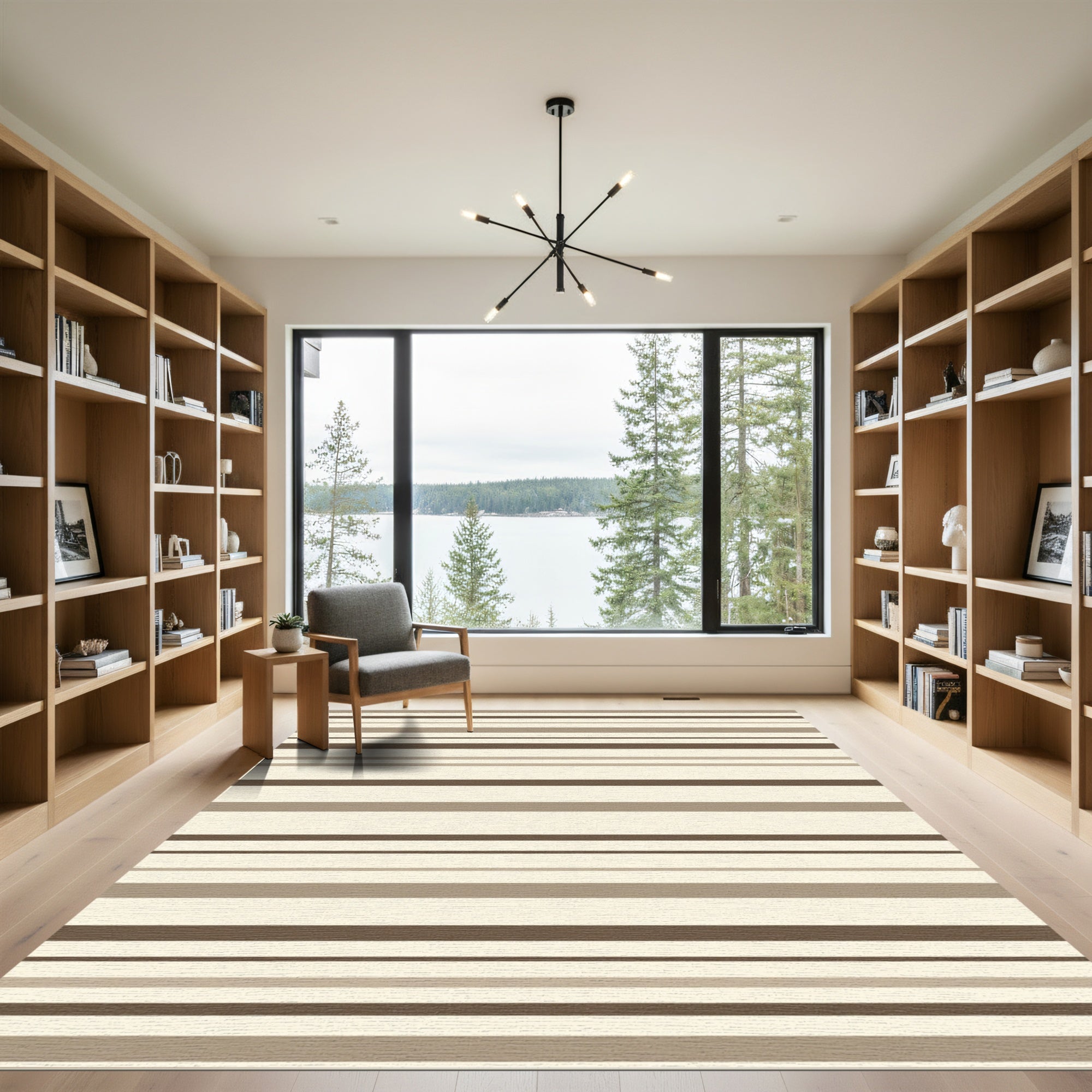 Subtle Horizontal Lines Neutral Tone Rug