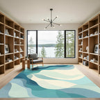 Serene Aqua Wave Abstract Rug
