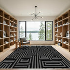 Art Deco Black Geometric Maze Rug