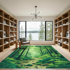 Deep Forest Green Woodland Path Rug