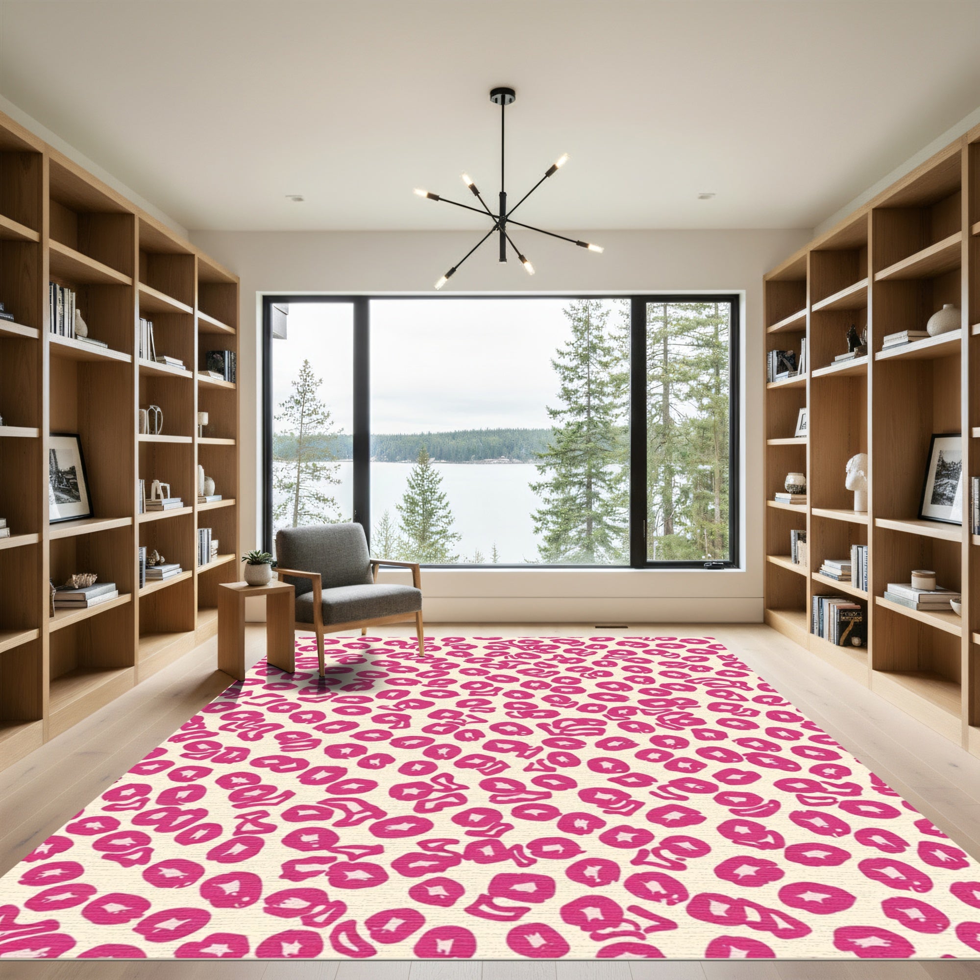 Hot Pink Abstract Spots Rug