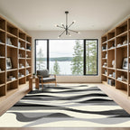 Monochrome Abstract Wave Stripes Rug