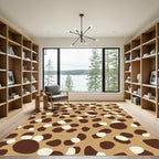 Brown White Spotted Abstract Contemporary Rug