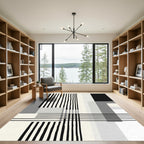 Monochrome Geometric Stripe Overlay Rug