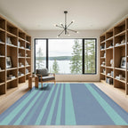 Cool Blue Vertical Stripe Rug
