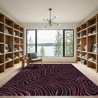 Bold Pink Black Swirl Topography Rug