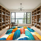 Vibrant Surfboards Ocean Waves Splash Rug